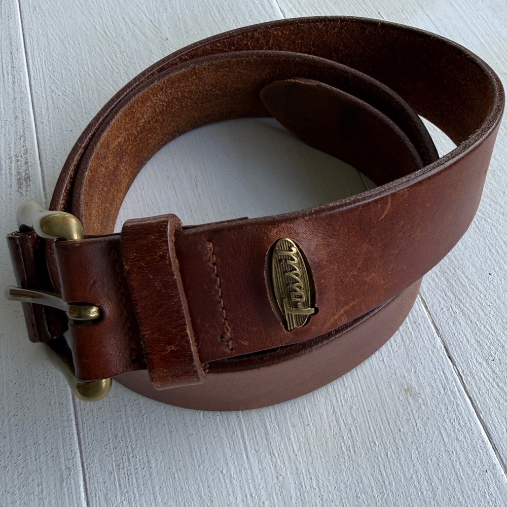 Fossil Mens Vintage Brown Leather Belt BT5018 Brass Buckle L